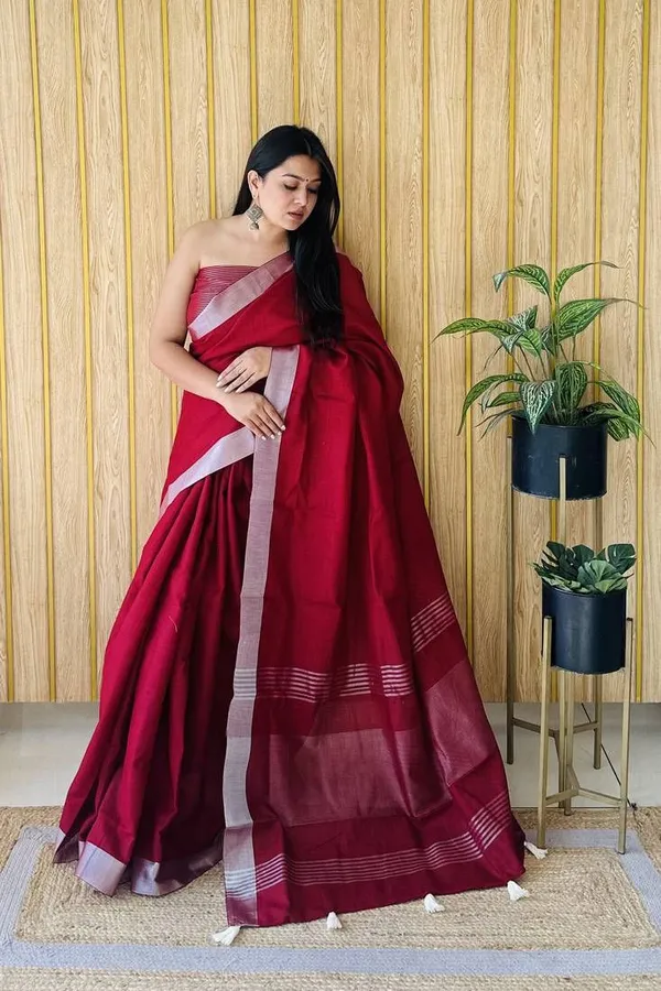 Pure_Linen_Maroon_Sree_Premium_Look