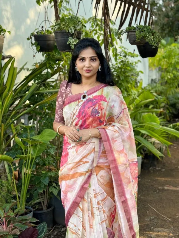 Peach_Premium_Soft_linen_Cotton_Saree_For_Women