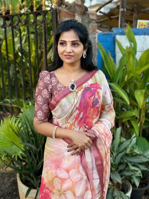Peach_Premium_Soft_linen_Cotton_Saree_For_Women