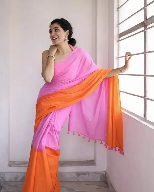 Orange_&_Pink_Premium_Soft_linen_Cotton_Saree_For_Women