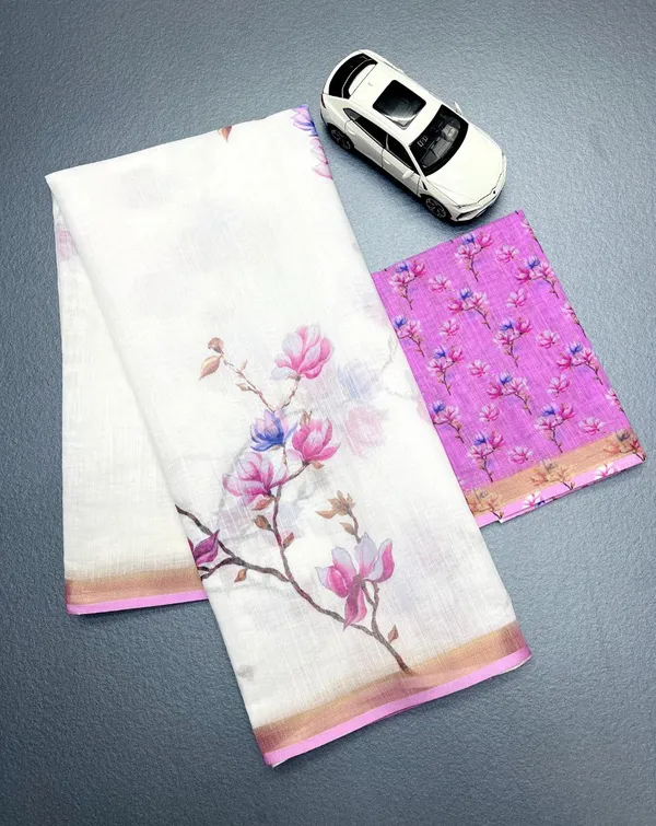 White_&_Purple_Premium_Gold_Border_Saree