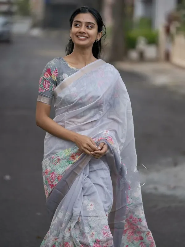 Grey_Premium_Soft_linen_Cotton_Saree_For_Women