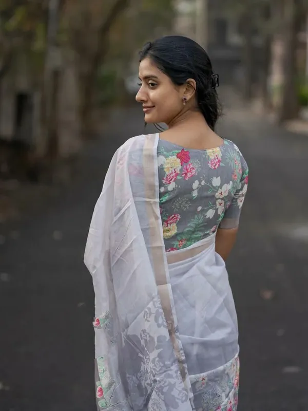 Grey_Premium_Soft_linen_Cotton_Saree_For_Women