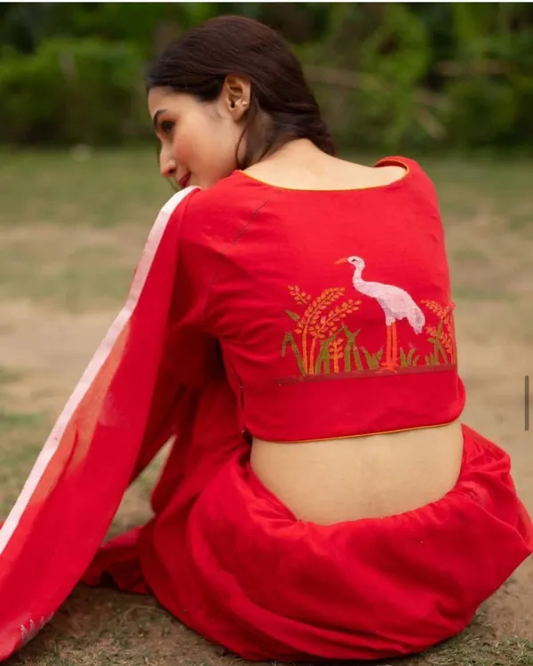 Red_Premium_Soft_linen_Cotton_Saree_For_Women