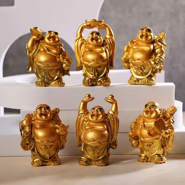 Golden_Laughing_Buddha_Statues_–_Set_of_6_Feng_Shui_Idols_for_Money,_Success_&_Positivity