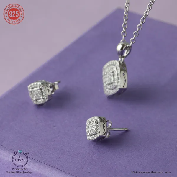 White_925_Sterling_Silver_Premium_Pendant_Set