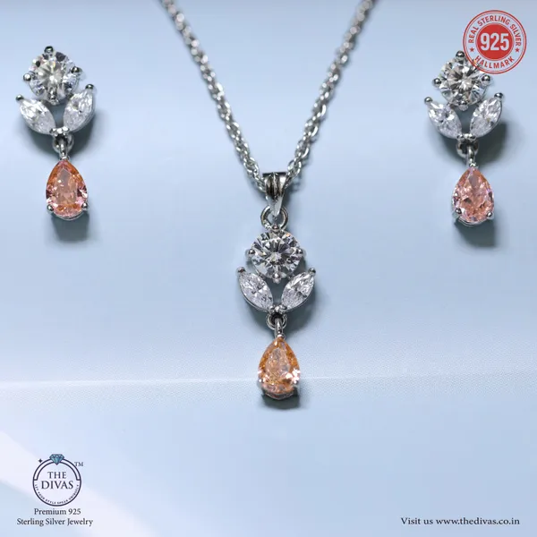 White_925_Sterling_Silver_Premium_Pendant_Set