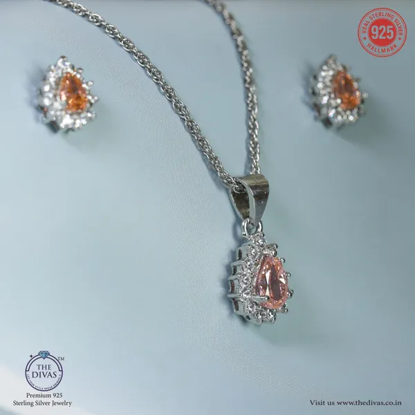 White_925_Sterling_Silver_Premium_Pendant_Set