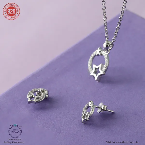 White_925_Sterling_Silver_Premium_Pendant_Set