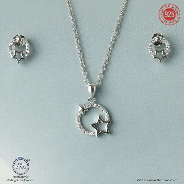 White_925_Sterling_Silver_Premium_Pendant_Set