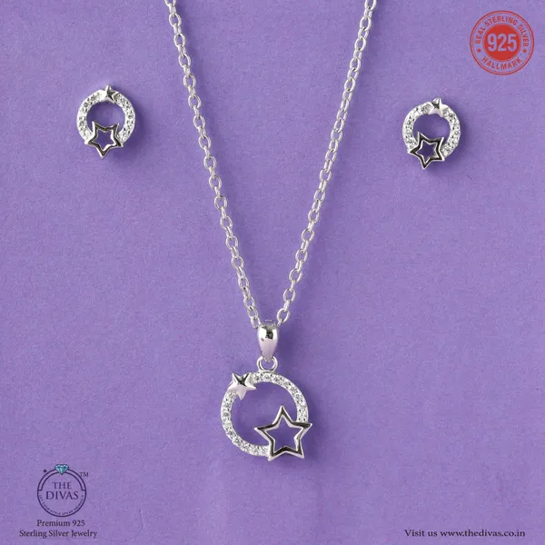 White_925_Sterling_Silver_Premium_Pendant_Set