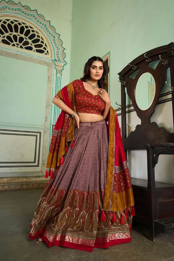 Foil_Printed_Dola_Silk_Lehenga_Choli