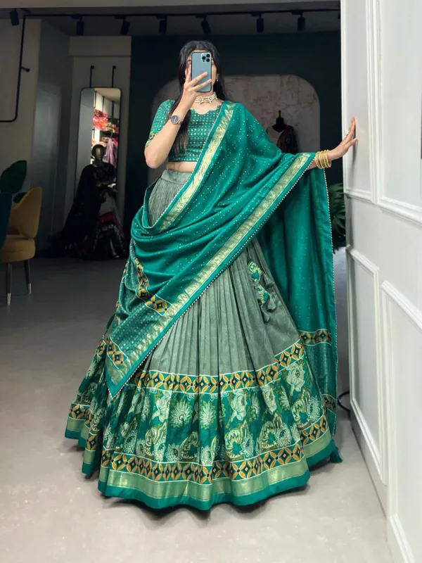 Foil_Printed_Dola_Silk_Lehenga_Choli