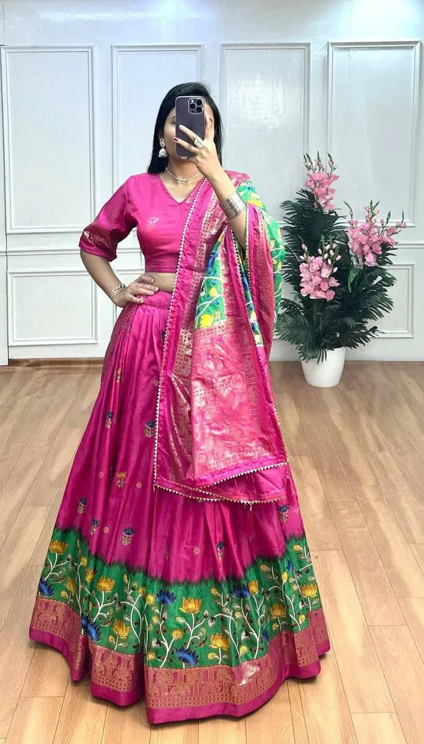 Foil_Printed_Dola_Silk_Lehenga_Choli