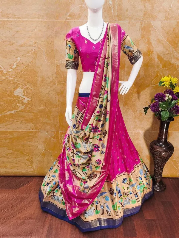 Foil_Printed_Dola_Silk_Lehenga_Choli