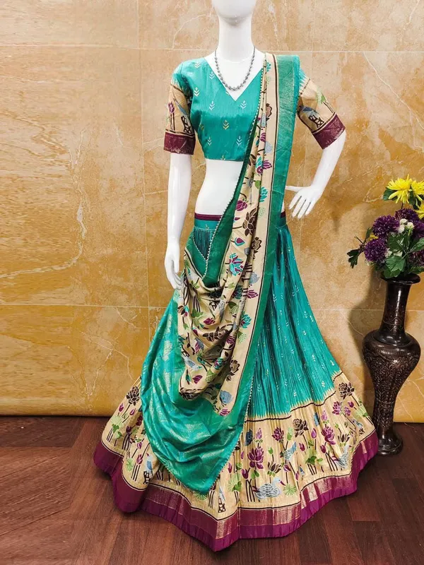 Foil_Printed_Dola_Silk_Lehenga_Choli