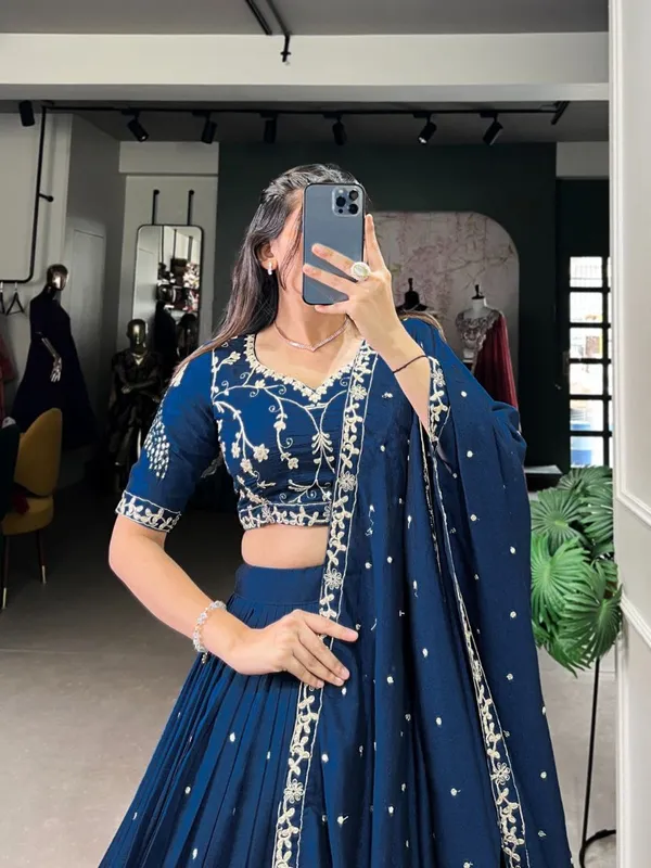 VICHITRA_SILK_LEHENGA_CHOLI_WITH_SEQUENCE_AND_THREAD_EMBROIDERY_WORK_WITH_LACE_BORDER