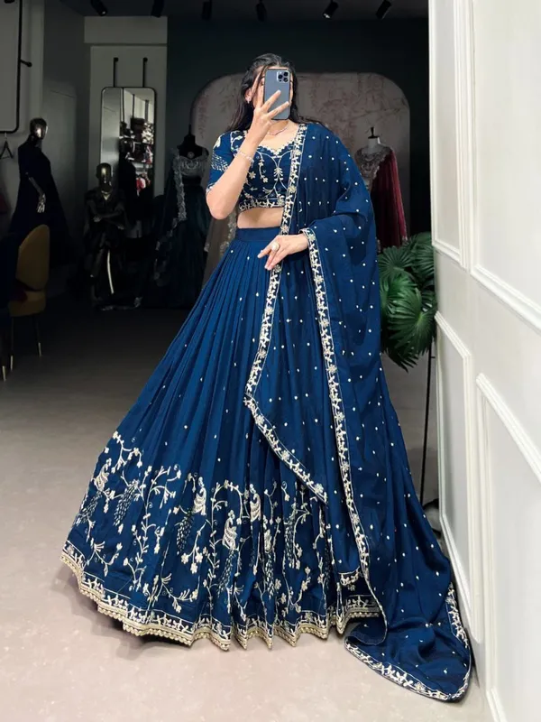 VICHITRA_SILK_LEHENGA_CHOLI_WITH_SEQUENCE_AND_THREAD_EMBROIDERY_WORK_WITH_LACE_BORDER