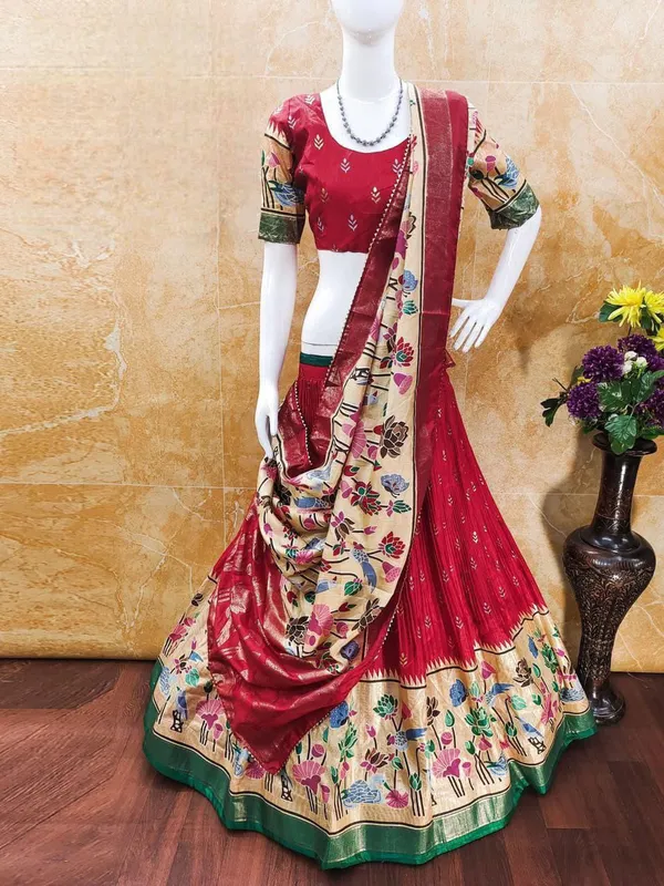 Foil_Printed_Dola_Silk_Lehenga_Choli