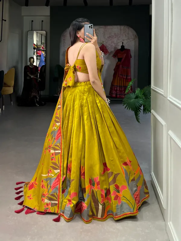 3_Piece_Mustard_Floral_Lehenga_Choli_with_Foil_Print_&_Gotta_Patti_Dupatta