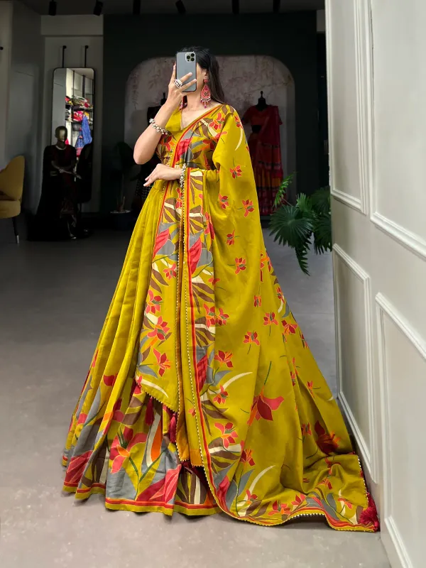 3_Piece_Mustard_Floral_Lehenga_Choli_with_Foil_Print_&_Gotta_Patti_Dupatta