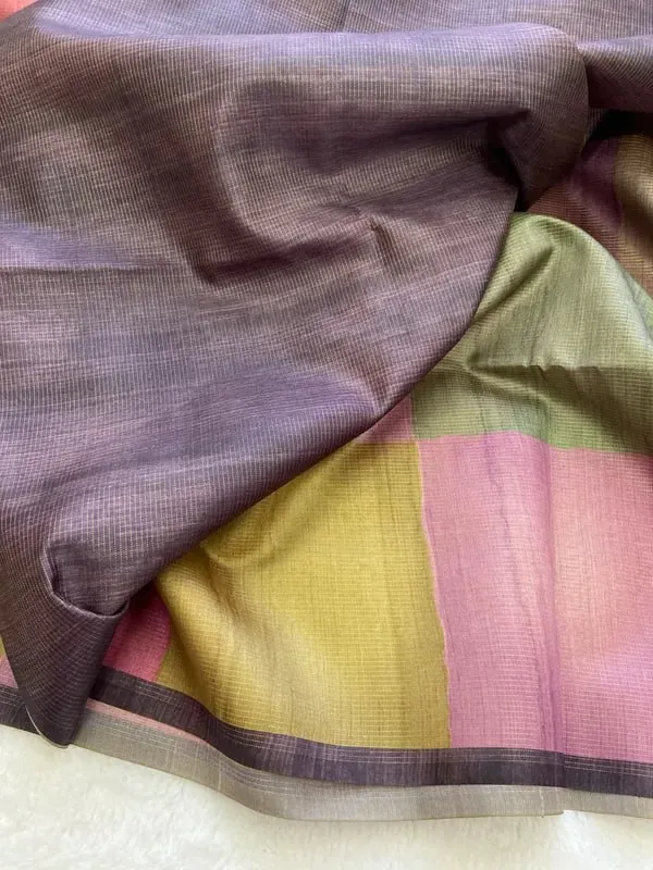 Soft_Tussar_Silk_sarees_with_Beautiful_Digital_Print_With_Attractive_Checks_Design_Saree_And_Digital_Print_Blouse_With_Tassels