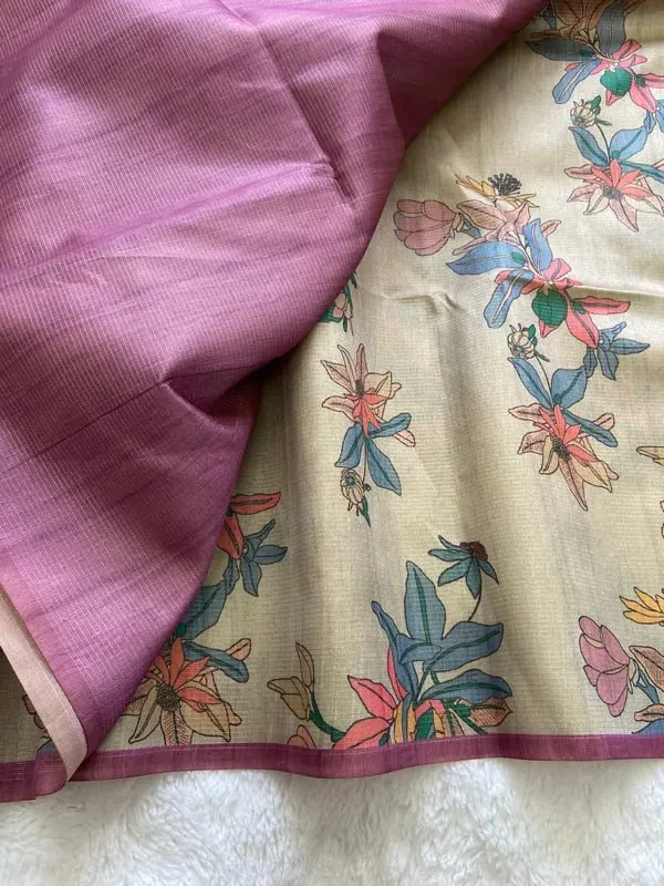 Soft_Tussar_Silk_sarees_with_Beautiful_Digital_Print_With_Attractive_Checks_Design_Saree_And_Digital_Print_Blouse_With_Tassels