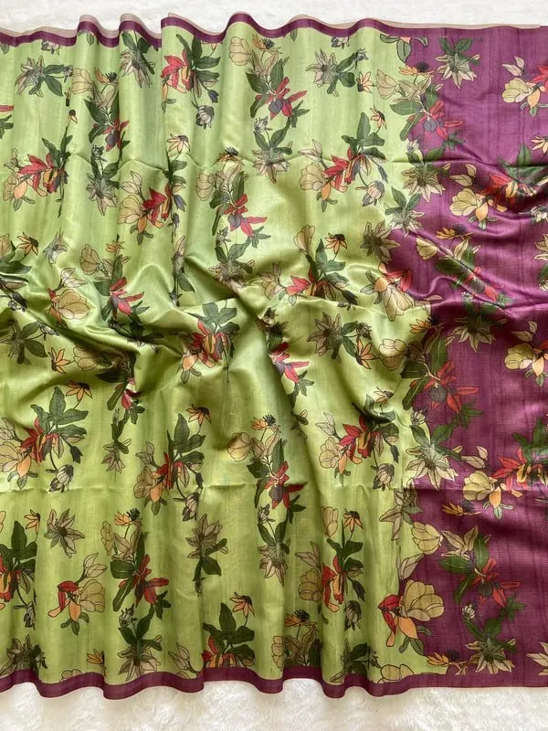 Soft_Tussar_Silk_sarees_with_Beautiful_Digital_Print_With_Attractive_Checks_Design_Saree_And_Digital_Print_Blouse_With_Tassels