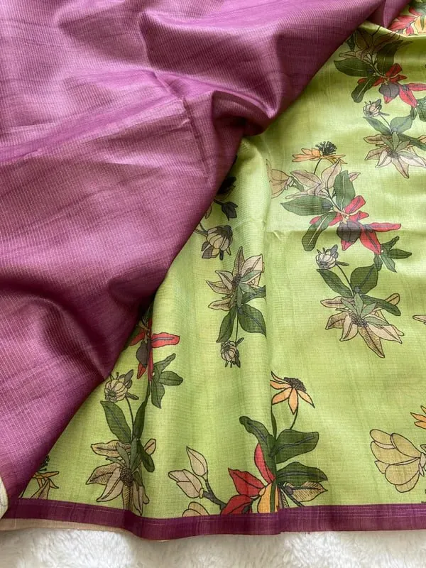 Soft_Tussar_Silk_sarees_with_Beautiful_Digital_Print_With_Attractive_Checks_Design_Saree_And_Digital_Print_Blouse_With_Tassels