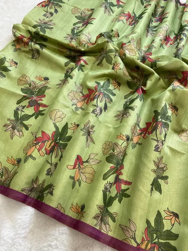 Soft_Tussar_Silk_sarees_with_Beautiful_Digital_Print_With_Attractive_Checks_Design_Saree_And_Digital_Print_Blouse_With_Tassels