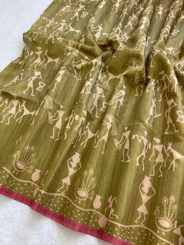 Soft_Tussar_Silk_sarees_with_Beautiful_Digital_Print_With_Attractive_Checks_Design_Saree_And_Digital_Print_Blouse_With_Tassels