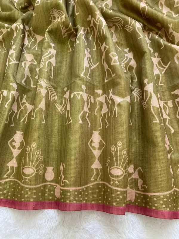 Soft_Tussar_Silk_sarees_with_Beautiful_Digital_Print_With_Attractive_Checks_Design_Saree_And_Digital_Print_Blouse_With_Tassels