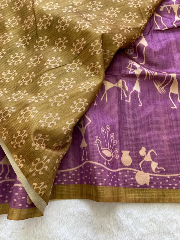 Soft_Tussar_Silk_sarees_with_Beautiful_Digital_Print_With_Attractive_Checks_Design_Saree_And_Digital_Print_Blouse_With_Tassels