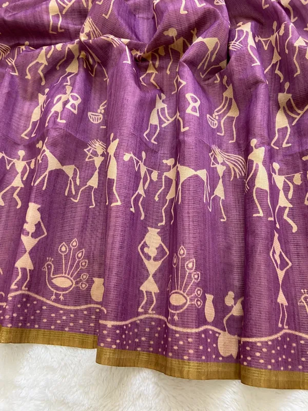 Soft_Tussar_Silk_sarees_with_Beautiful_Digital_Print_With_Attractive_Checks_Design_Saree_And_Digital_Print_Blouse_With_Tassels