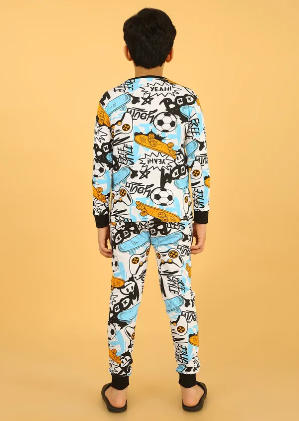100%_Cotton_Knit_Full_Sleeves_Skate_Text_Print_Night_Suit_-Multicolor