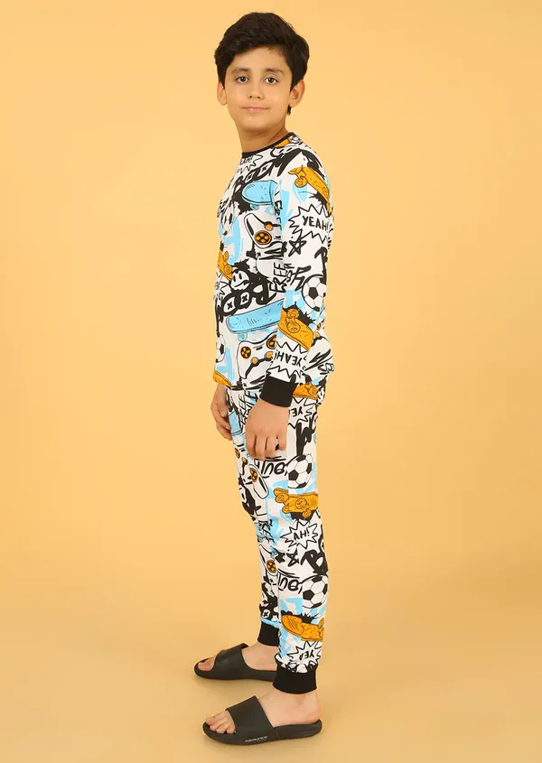 100%_Cotton_Knit_Full_Sleeves_Skate_Text_Print_Night_Suit_-Multicolor