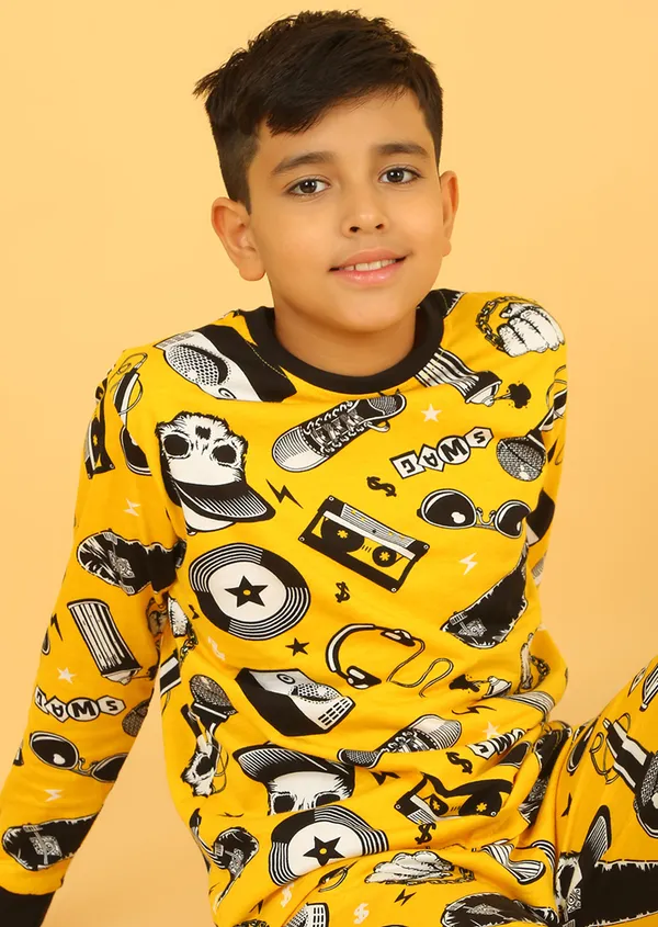 100%_Cotton_Knit_Full_Sleeves_Street_Style_Print_Night_Suit_-Yellow