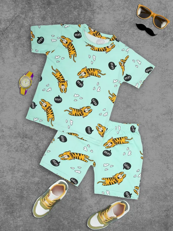 Cotton_Coord_Set_With_Shorts-Lion_Print_for_Boys