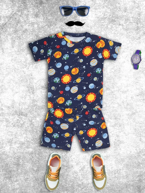 Cotton_Coord_Set_With_Shorts-Planet_Print_for_Boys