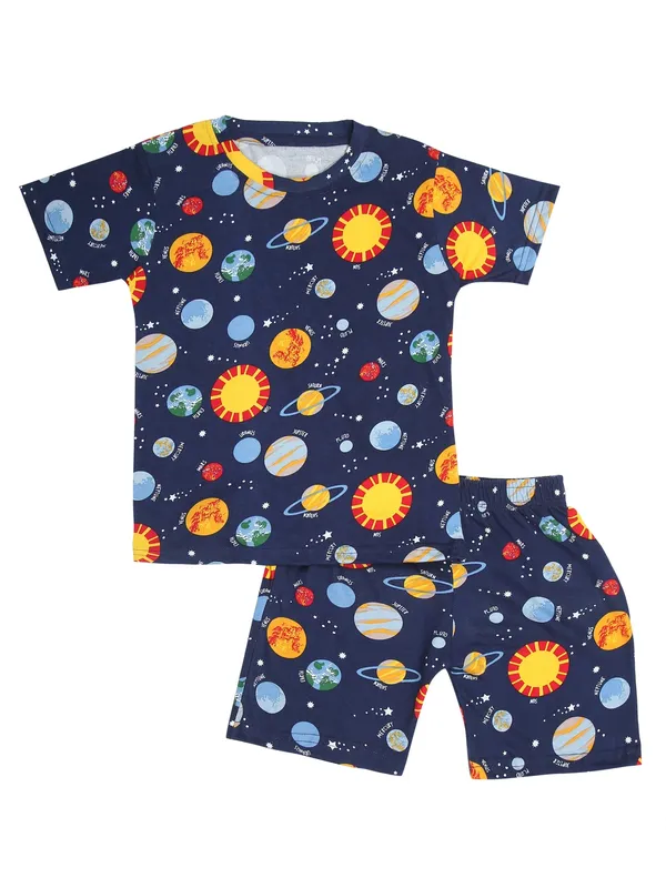 Cotton_Coord_Set_With_Shorts-Planet_Print_for_Boys