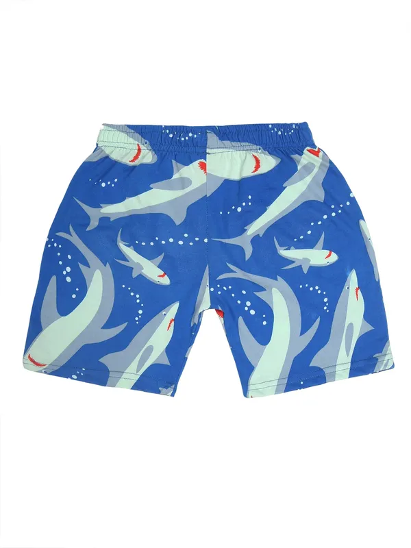 Cotton_Coord_Set_With_Shorts-Shark_Print_for_Boys