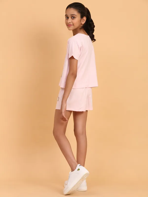 2_Unicorn_Coord_Set_With_Top_&_Shorts-Baby_Pink_for_Girls