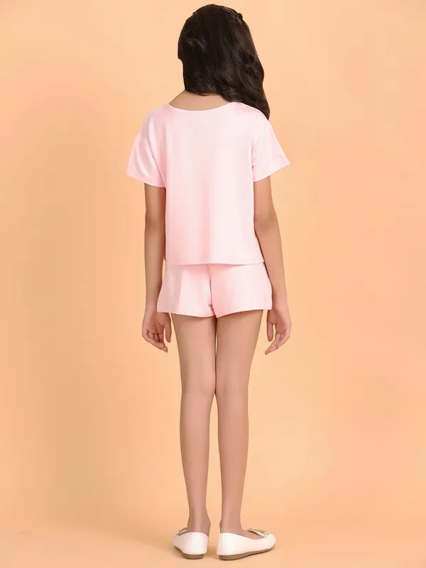 Sweet_Happy_Print_Coord_Set_With_Top_&_Shorts_-Light_Pink_for_Girls