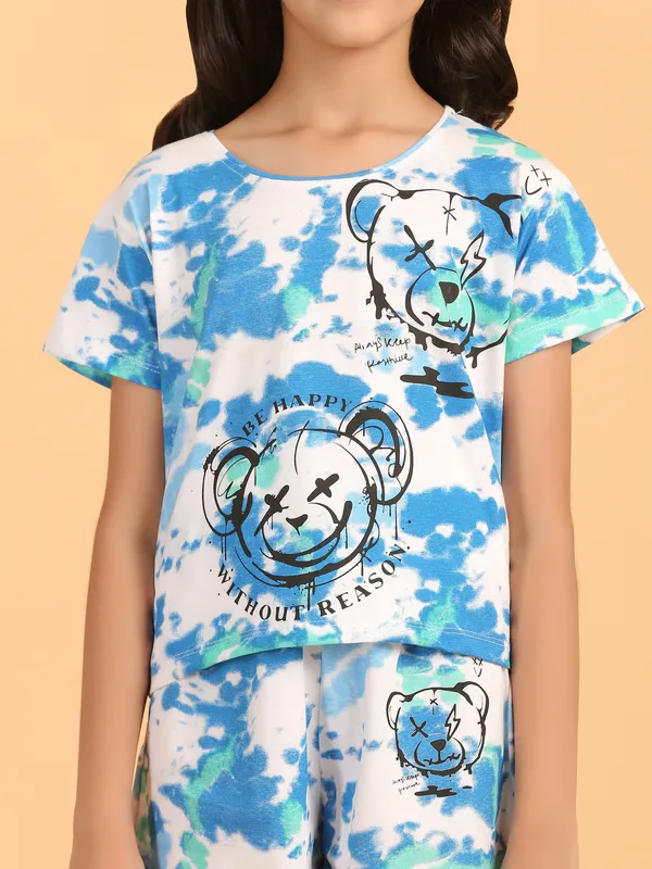 Blue_&_White_Tie_&_Dye_Co_Ord_Set_With_Top_&_Shorts_for_Girls