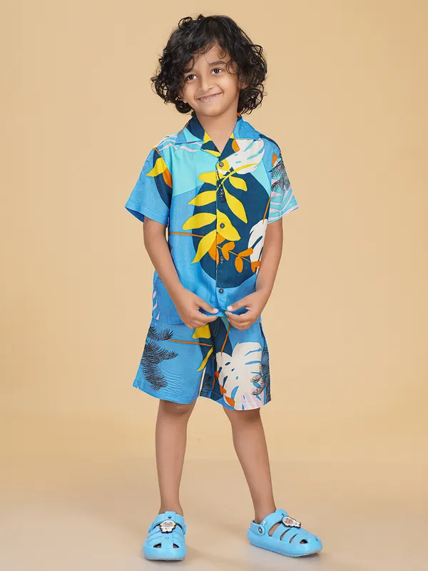 Blue_Yellow_Leaves_Rayon_Coord_Set_for_Boys