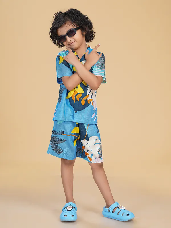 Blue_Yellow_Leaves_Rayon_Coord_Set_for_Boys