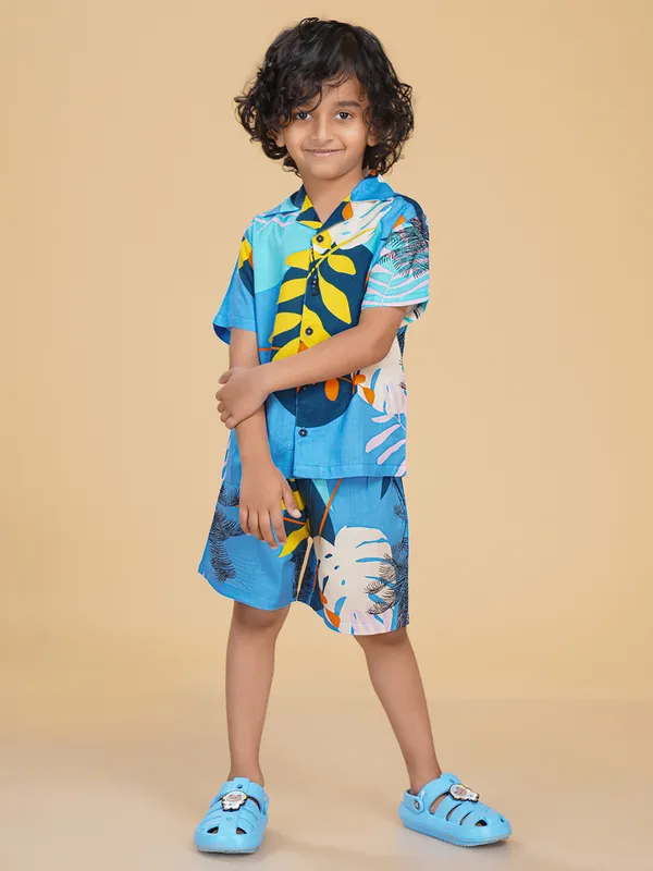 Blue_Yellow_Leaves_Rayon_Coord_Set_for_Boys