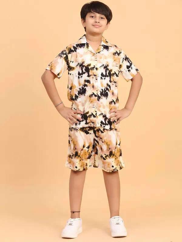 Brown_Tie_Dye_Abstract_Print_Rayon_Coord_Set_for_Boys