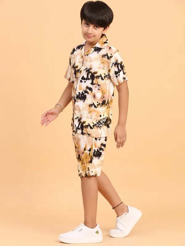 Brown_Tie_Dye_Abstract_Print_Rayon_Coord_Set_for_Boys