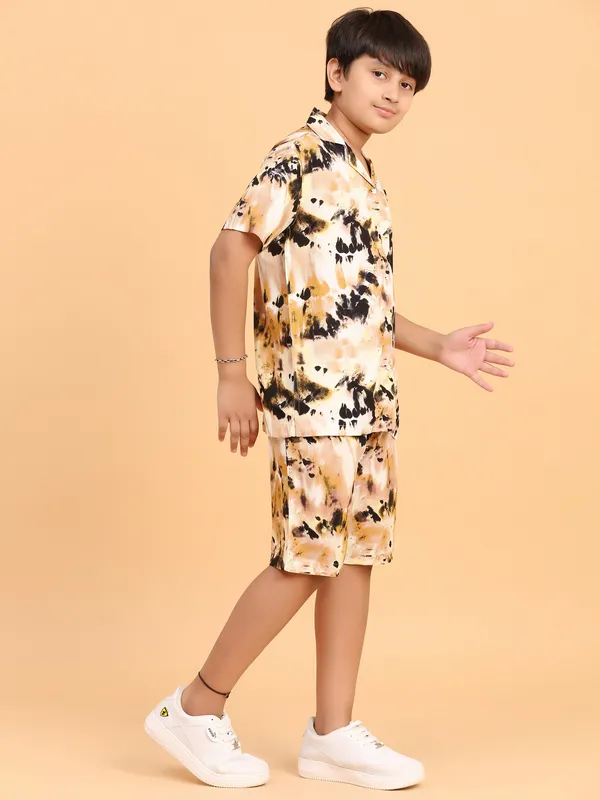 Brown_Tie_Dye_Abstract_Print_Rayon_Coord_Set_for_Boys